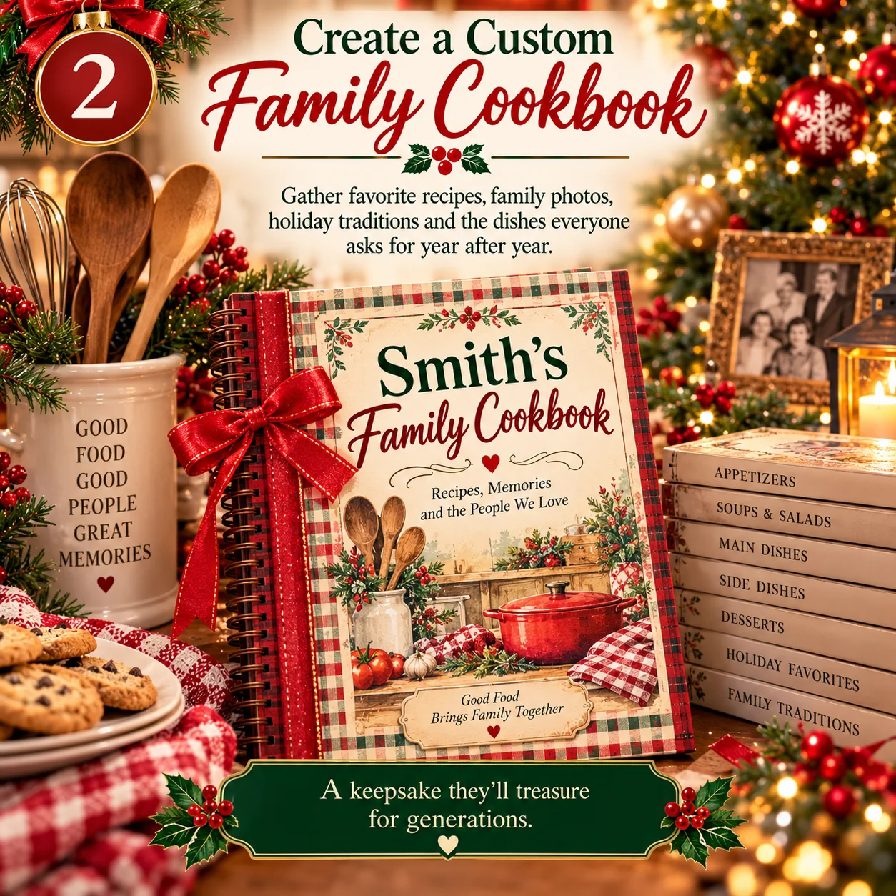 Custom family cookbook Christmas sample