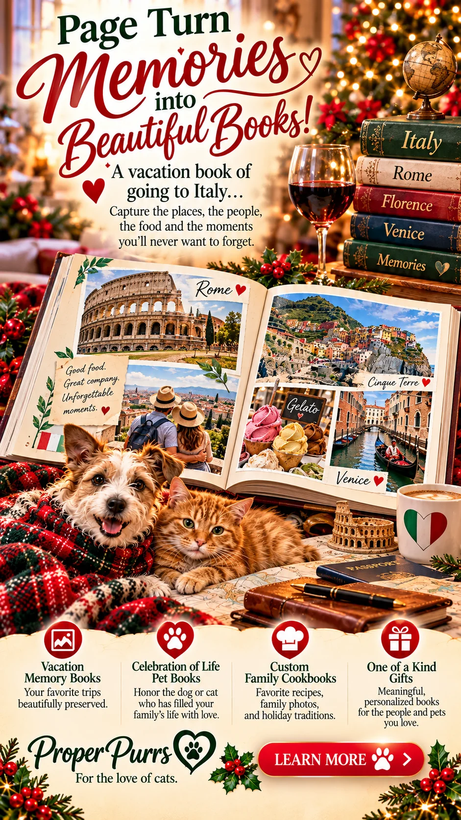 Italy vacation travel memory book sample